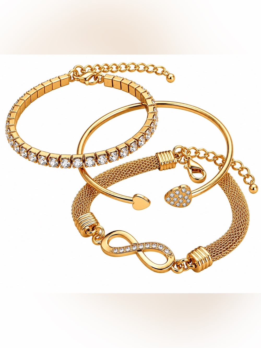 Elegant Gold Crystal Women's Bracelet Set